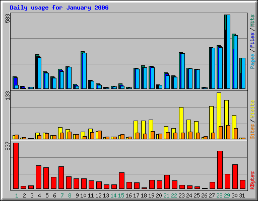 Daily usage for January 2006