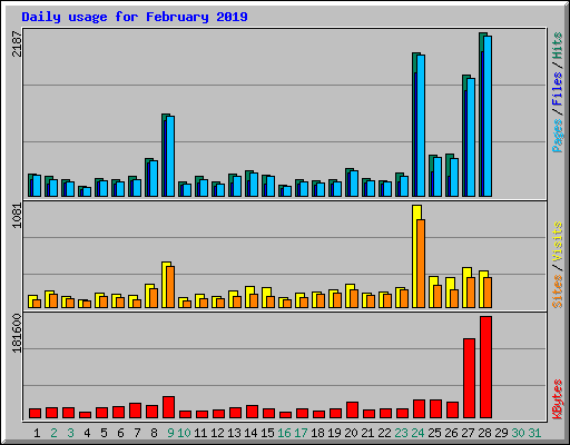 Daily usage for February 2019