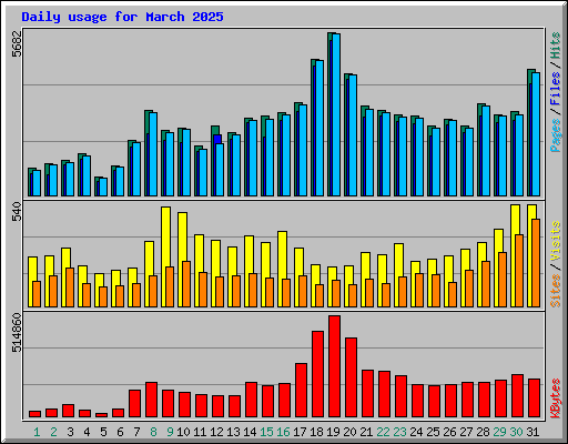 Daily usage for March 2025