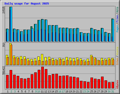 Daily usage for August 2025