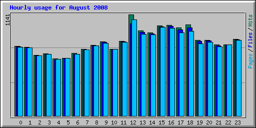 Hourly usage for August 2008