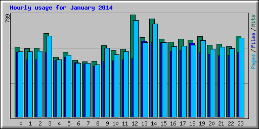Hourly usage for January 2014