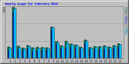 Hourly usage for February 2019